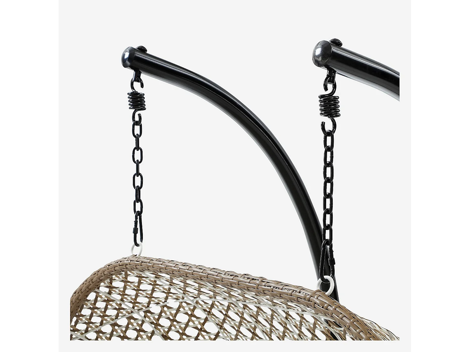 Fauteuil suspendu 2 places de jardin en résine tressée et métal noir - Moka