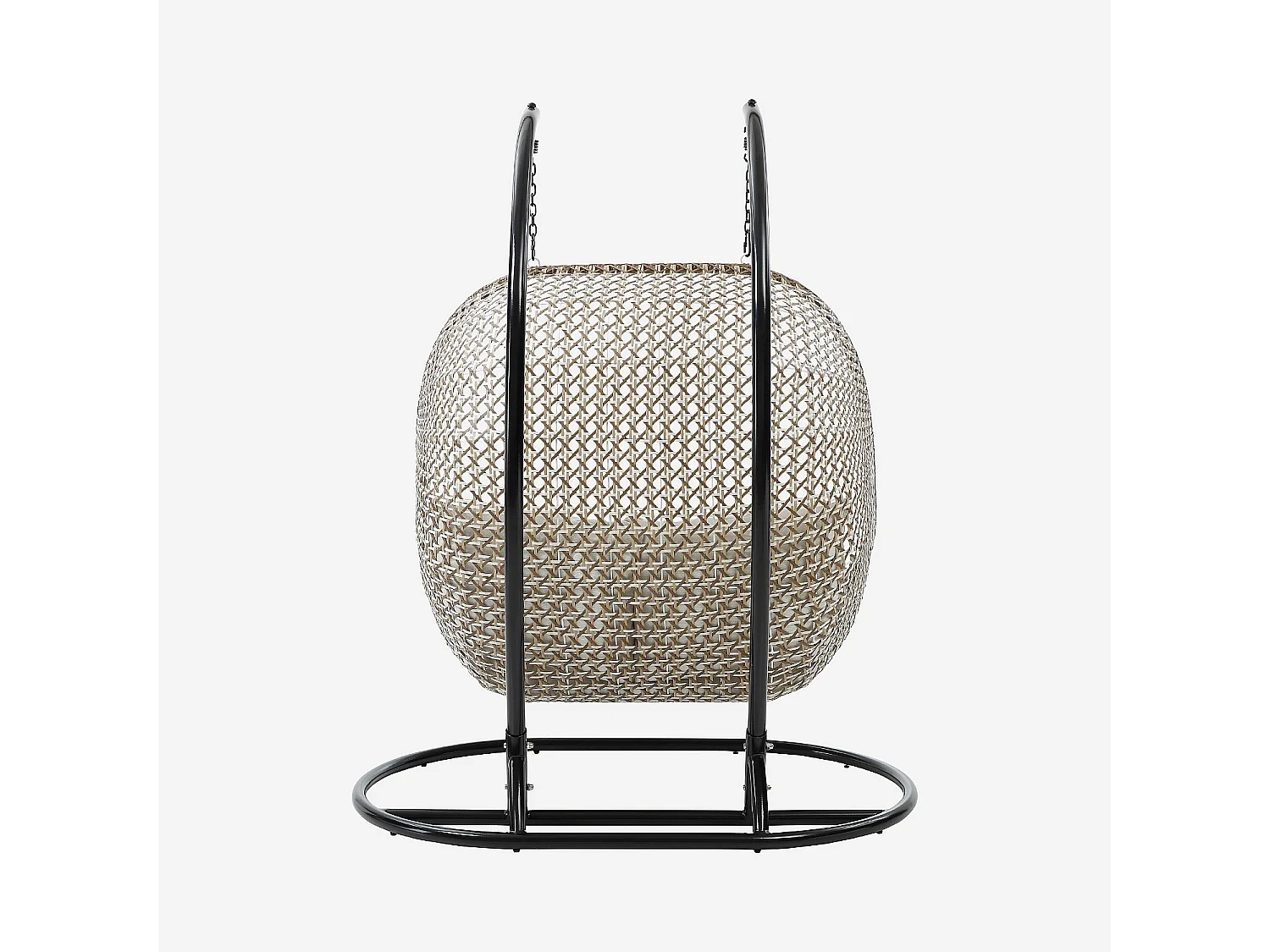 Fauteuil suspendu 2 places de jardin en résine tressée et métal noir - Moka