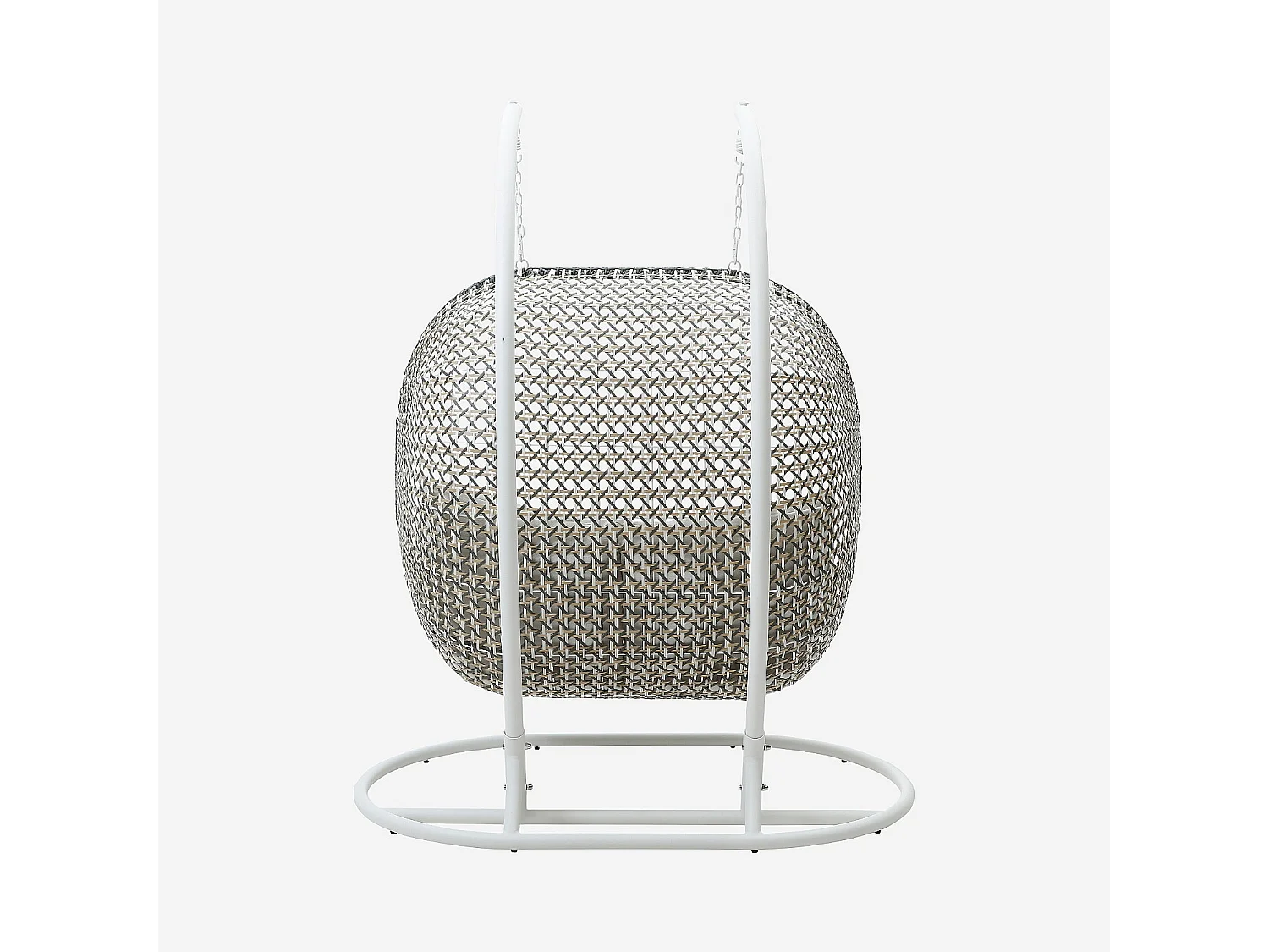 Fauteuil suspendu 2 places de jardin en résine tressée et métal blanc - Vert kaki