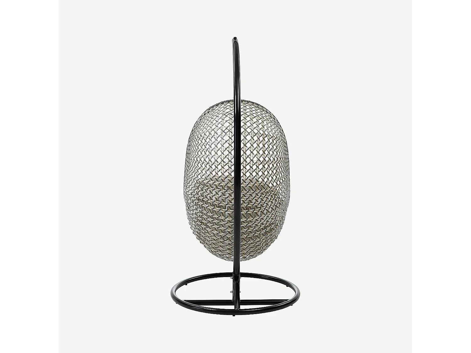 Fauteuil suspendu de jardin en résine tressée et métal noir - Vert kaki