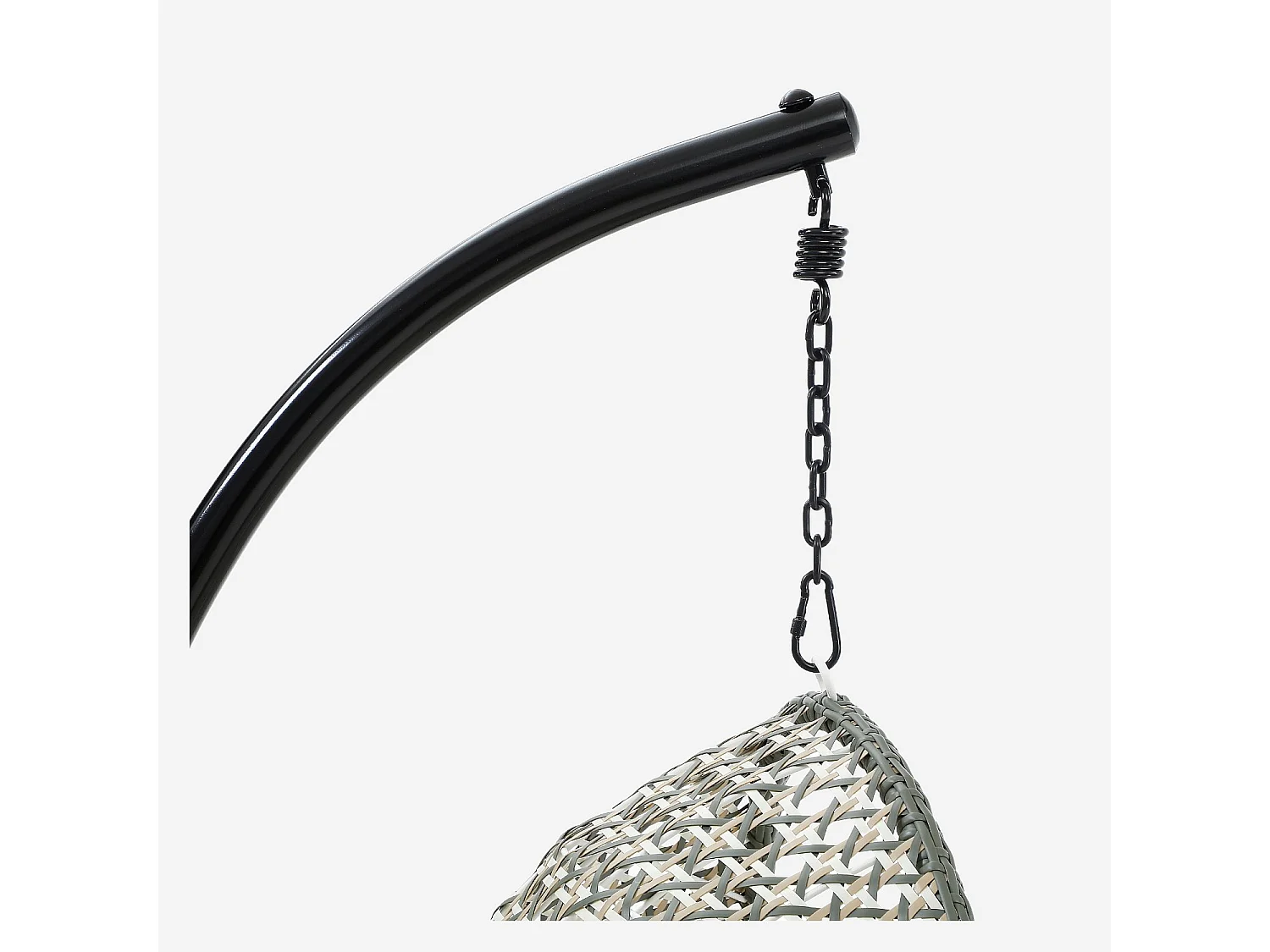 Fauteuil suspendu de jardin en résine tressée et métal noir - Vert kaki