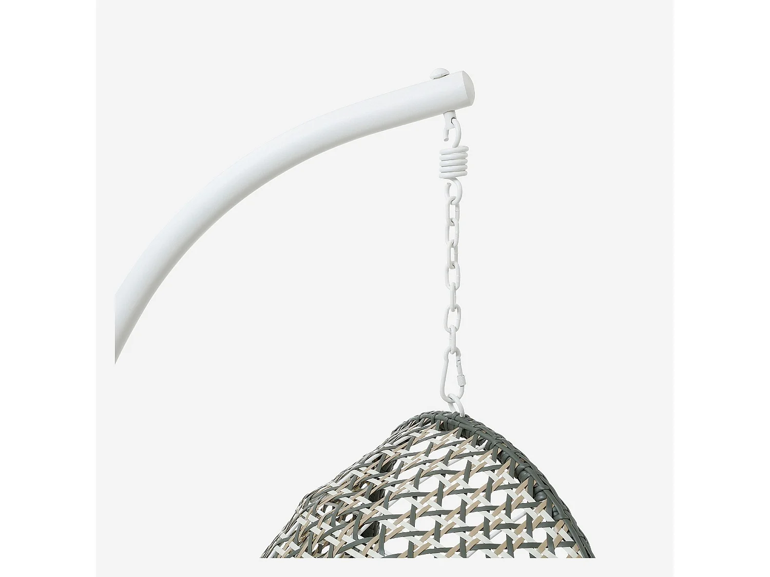 Fauteuil suspendu de jardin en résine tressée et métal blanc - Vert kaki