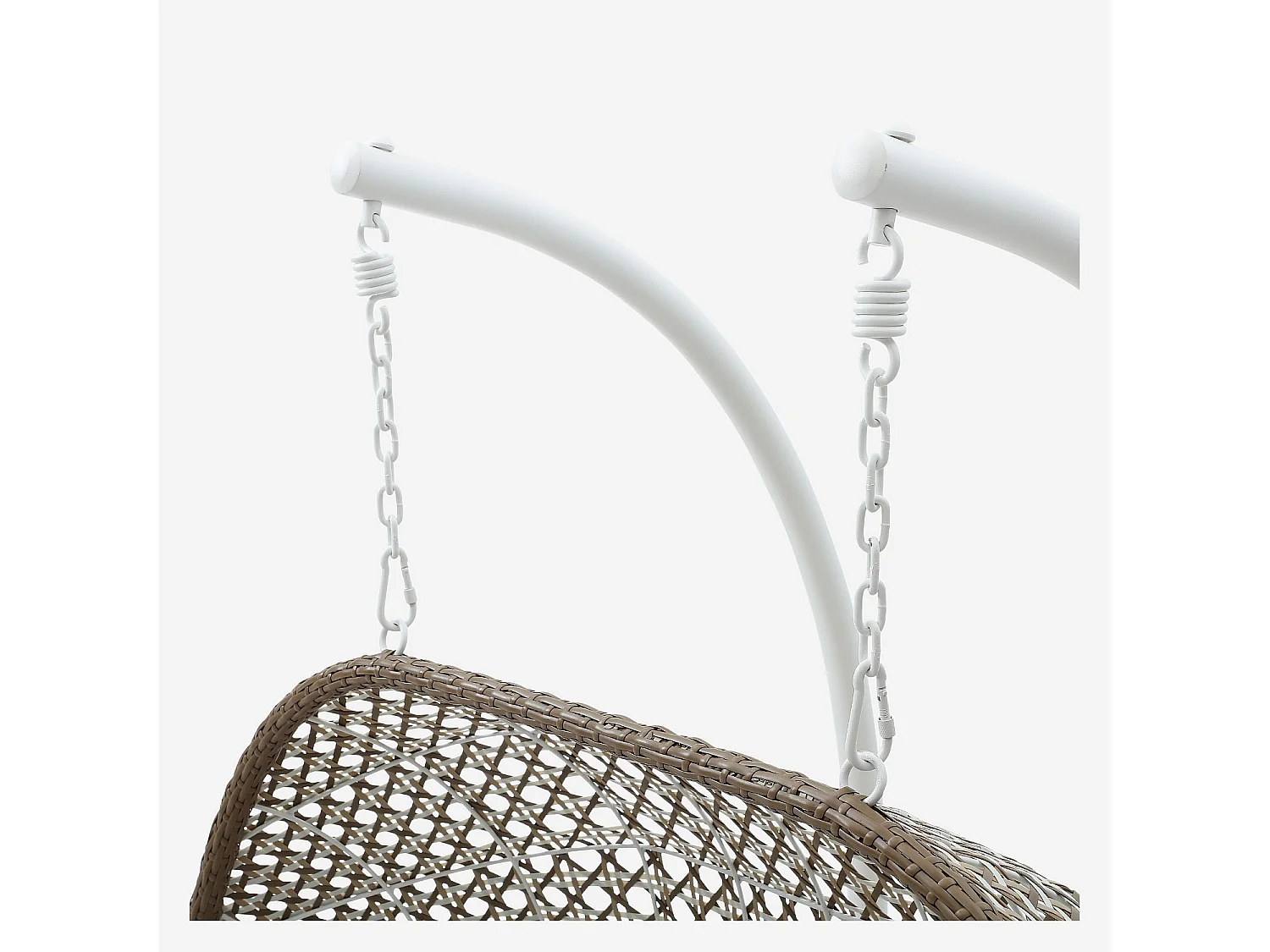 Fauteuil suspendu 2 places de jardin en résine tressée et métal blanc - Moka