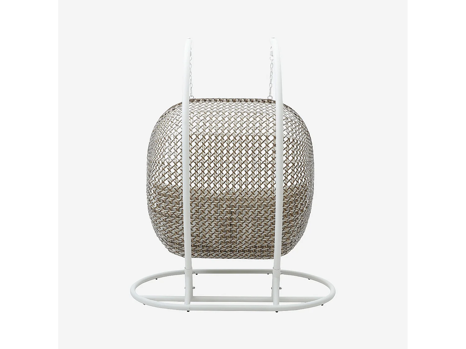 Fauteuil suspendu 2 places de jardin en résine tressée et métal blanc - Moka