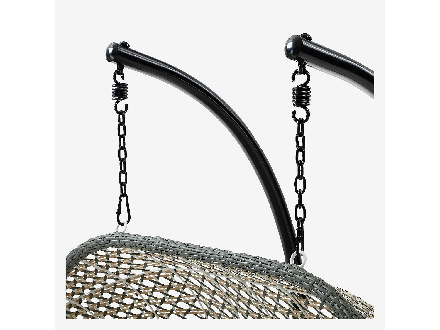 Fauteuil suspendu 2 places de jardin en résine tressée et métal noir - Vert kaki