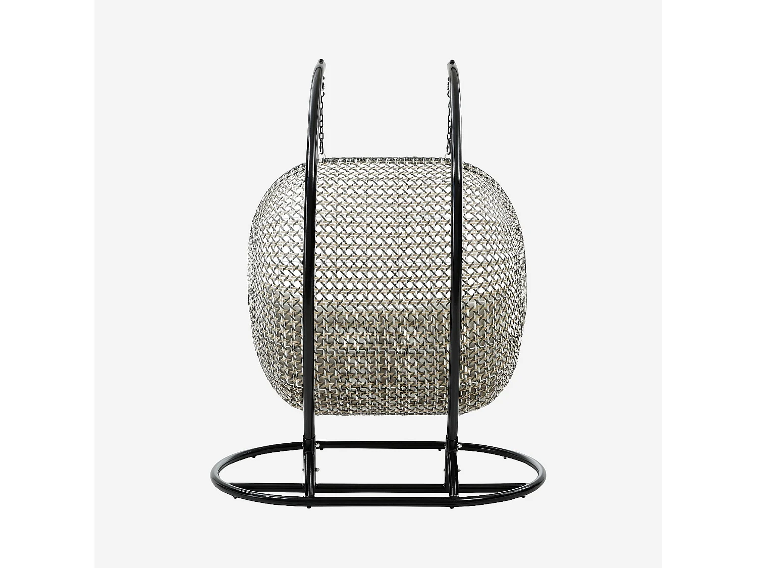 Fauteuil suspendu 2 places de jardin en résine tressée et métal noir - Vert kaki