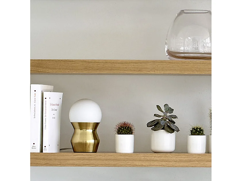 Habitat - Mini lampe de table en verre et métal - 19 cm - Doré - Izmo II