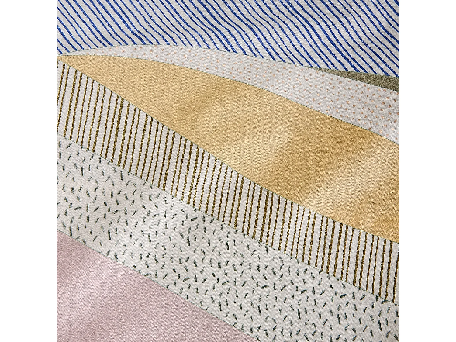 Parure de lit en percale de coton bio - 240 x 220 cm - Bleu et Kaki - Design by Floriane Jacques