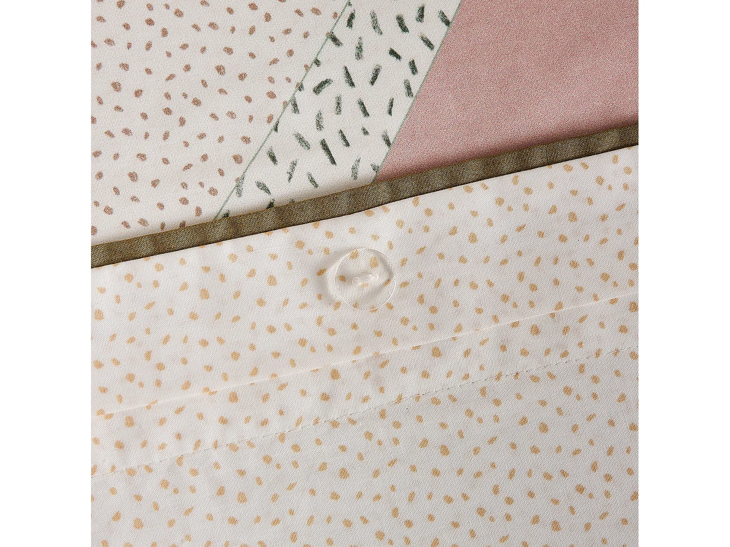 Parure de lit en percale de coton bio - 140 x 200 cm - Bleu et Kaki - Design by Floriane Jacques