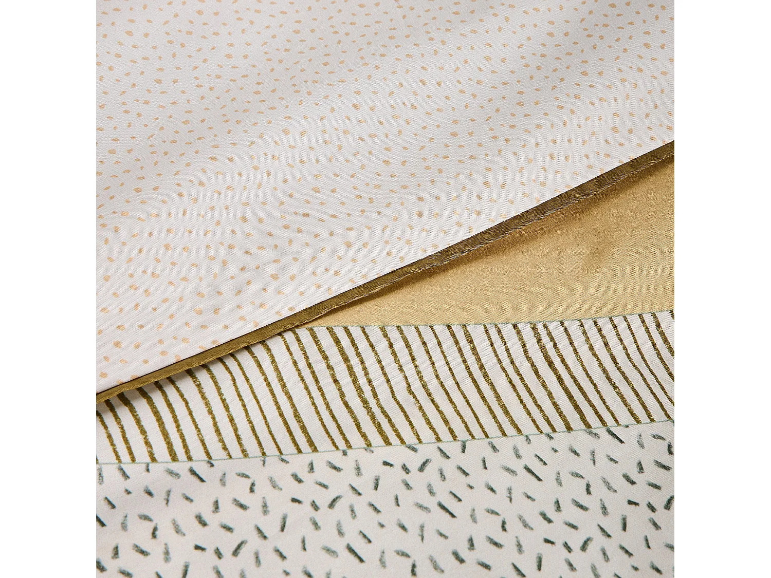 Parure de lit en percale de coton bio - 140 x 200 cm - Bleu et Kaki - Design by Floriane Jacques