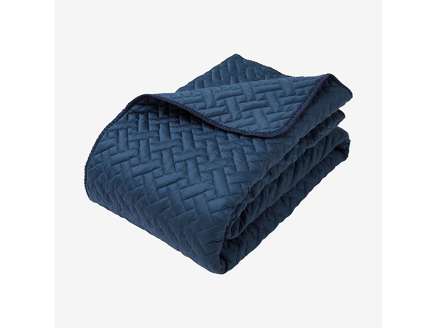 Jeté de lit en satin de coton bio - 230 x 250 cm - Bleu nuit