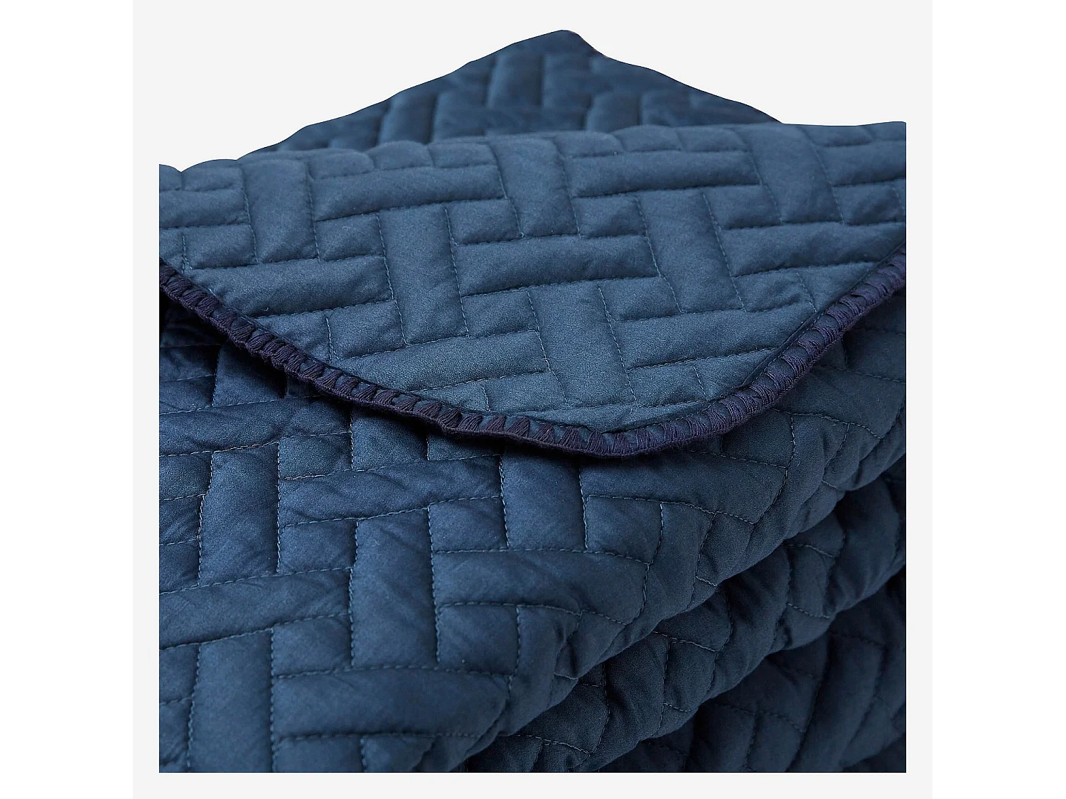 Jeté de lit en satin de coton bio - 230 x 250 cm - Bleu nuit