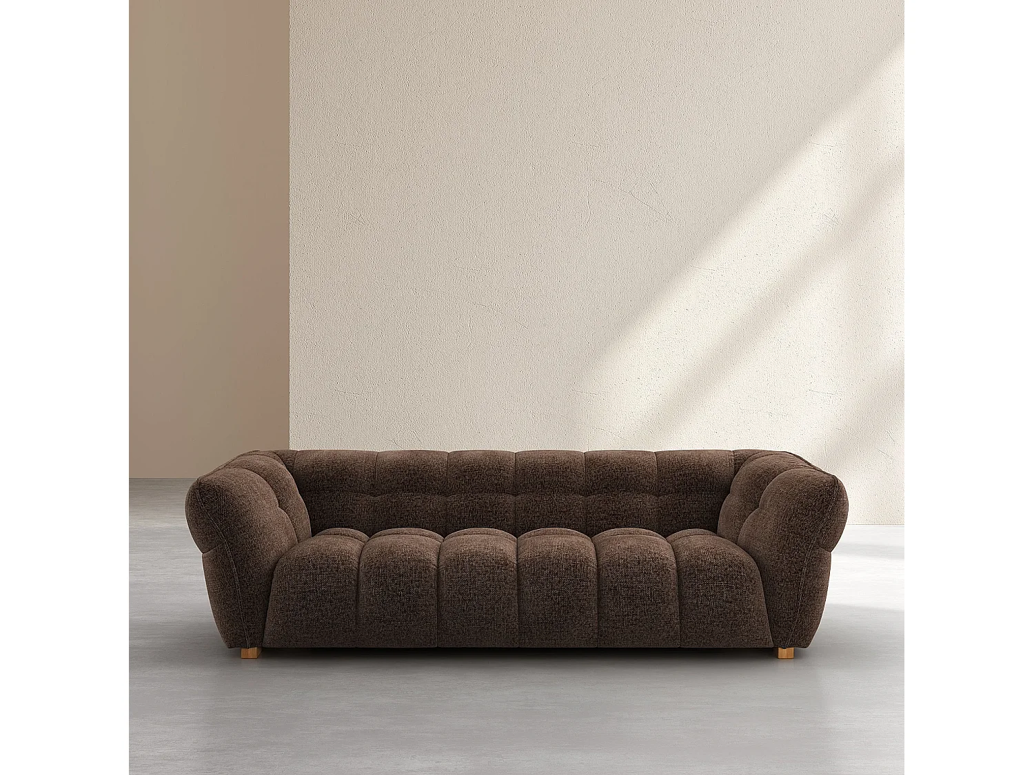 Canapé 3 places en tissu chenille Nino - Chocolat