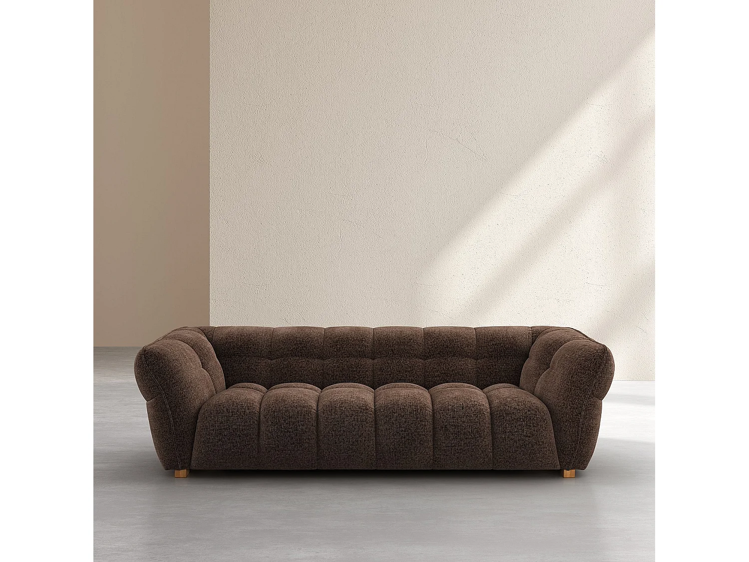 Canapé 3 places en tissu chenille Nino - Chocolat