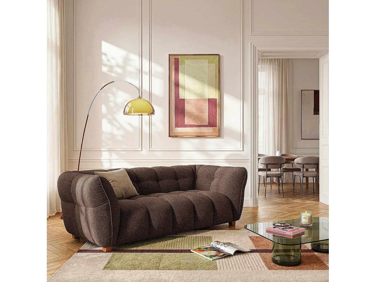 Habitat - Canapé 3 places en tissu chenille Nino - Chocolat - Dalvi