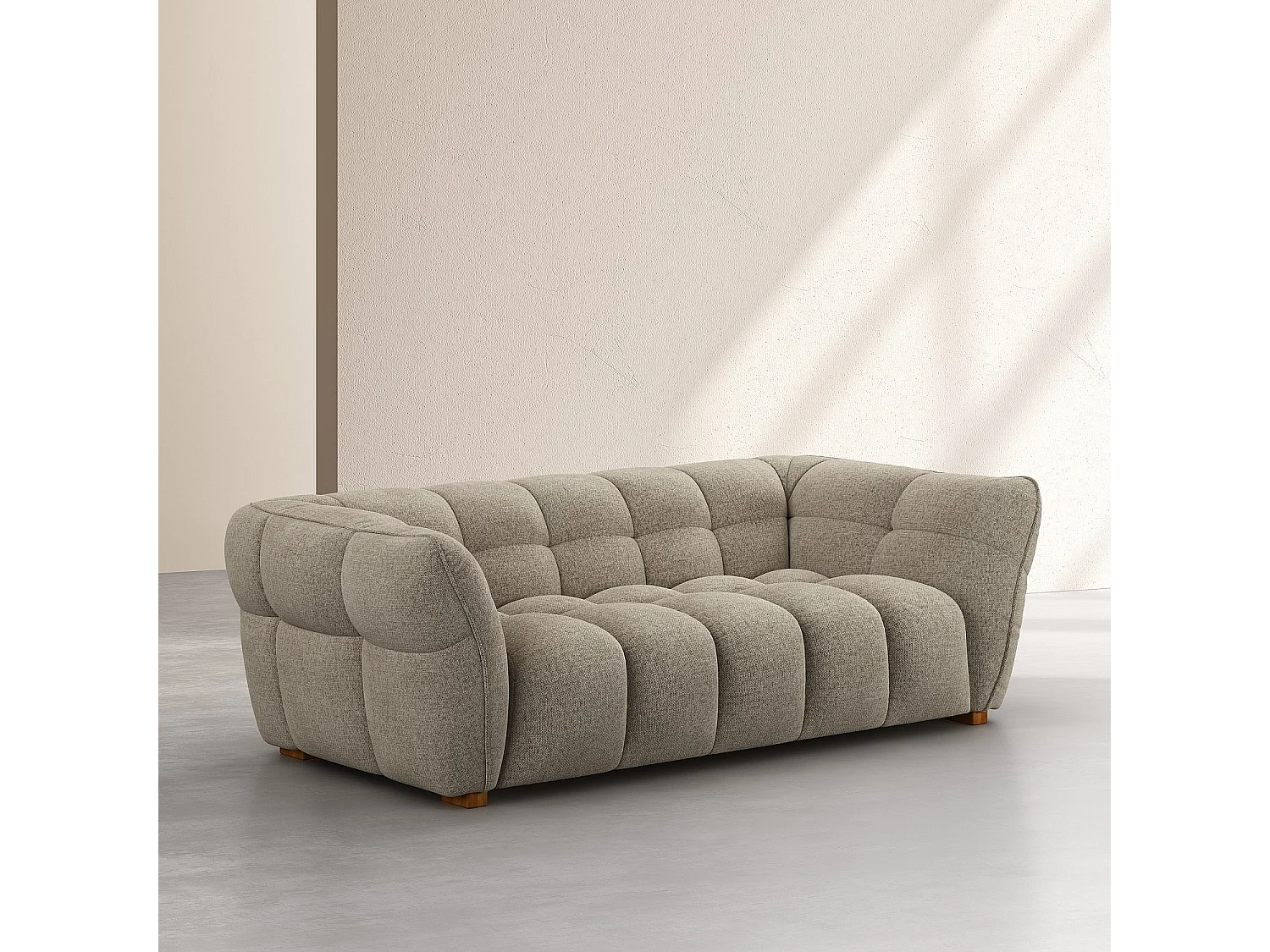 Habitat - Canapé 3 places en tissu chenille Nino - Grège - Dalvi