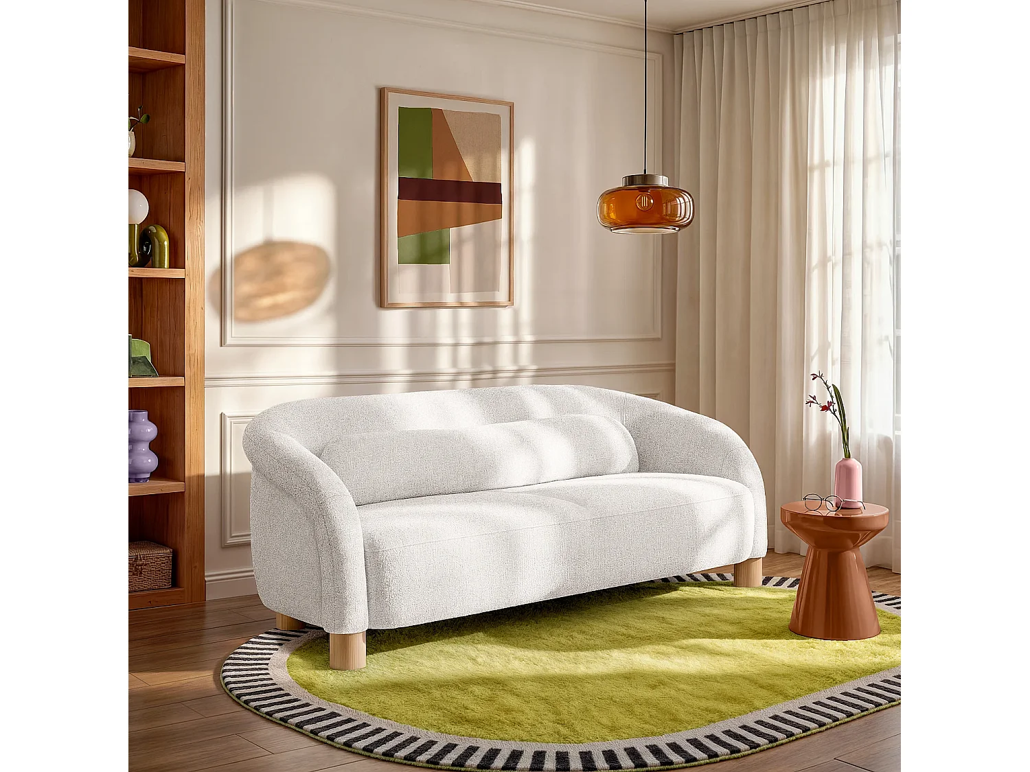 Canapé 3 places en chenille et pieds en bois - Beige mélangé - Design by Morten Georgsen