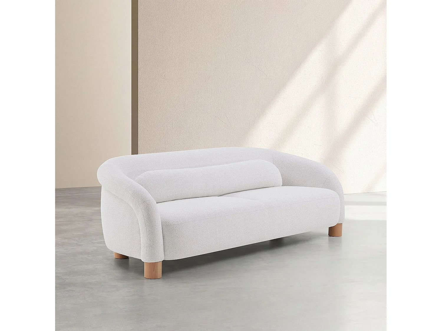 Canapé 3 places en chenille et pieds en bois - Beige mélangé - Design by Morten Georgsen