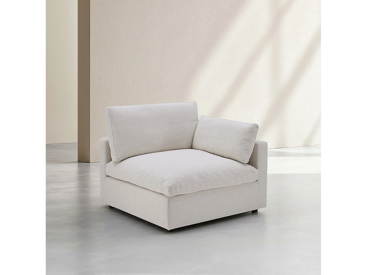 Elément d'angle avec accoudoir réversible en tissu - Ivoire