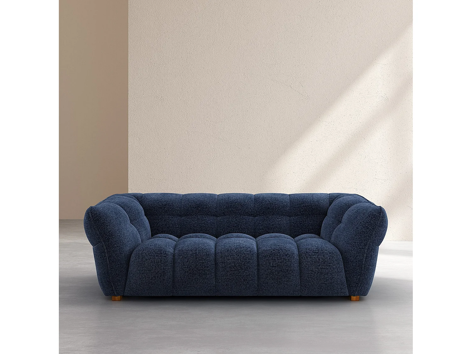 Canapé 3 places en tissu chenille Nino - Bleu marine