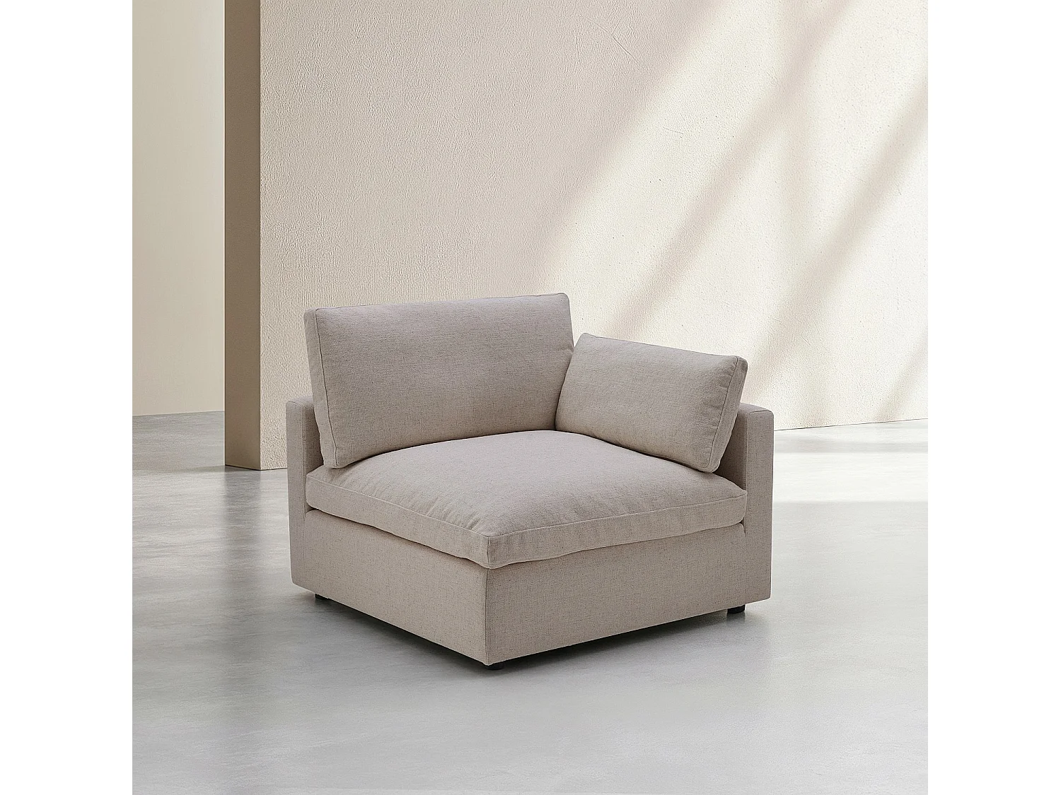 Elément d'angle avec accoudoir réversible en tissu - Taupe