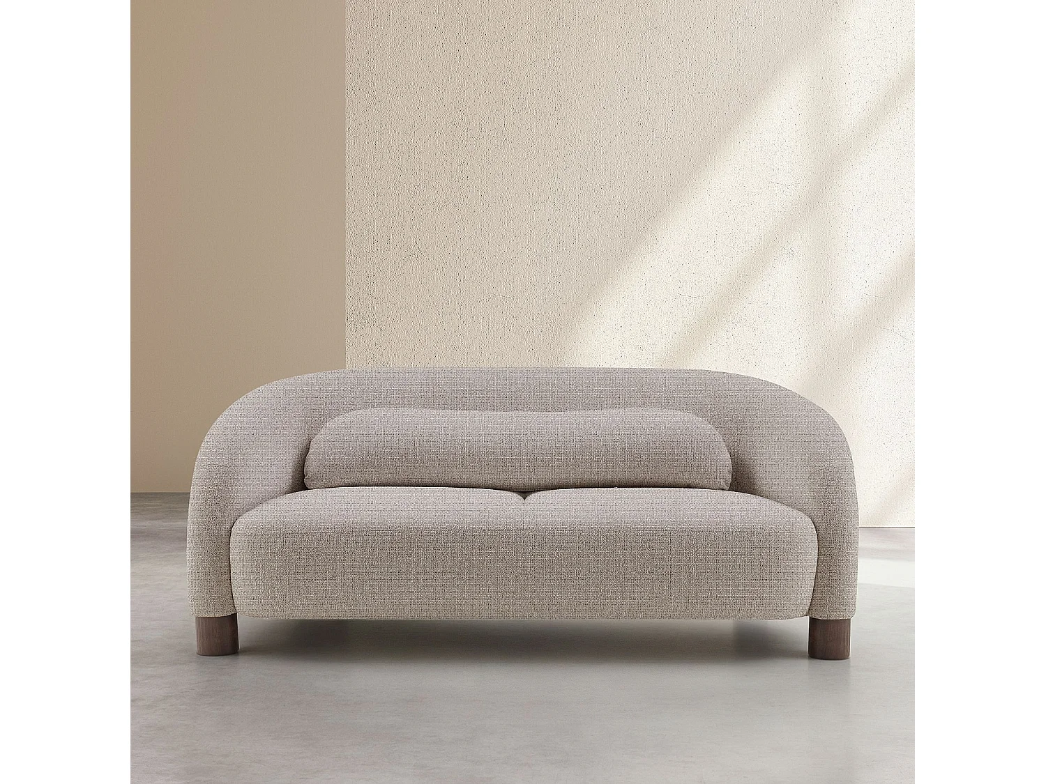 Canapé 2 places en tissu chenille et pieds en bois - Taupe mélangé - Design by Morten Georgsen