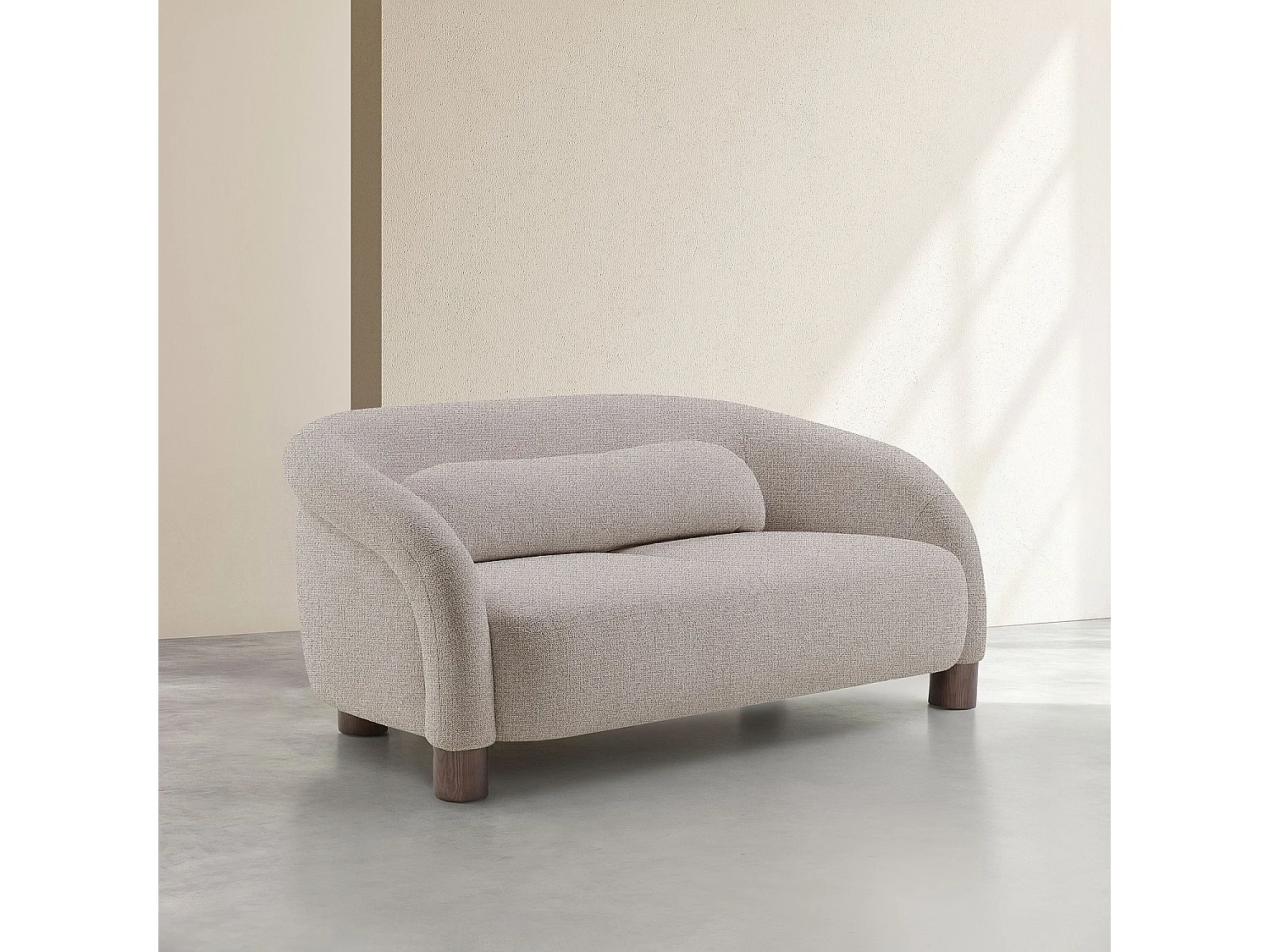 Canapé 2 places en tissu chenille et pieds en bois - Taupe mélangé - Design by Morten Georgsen