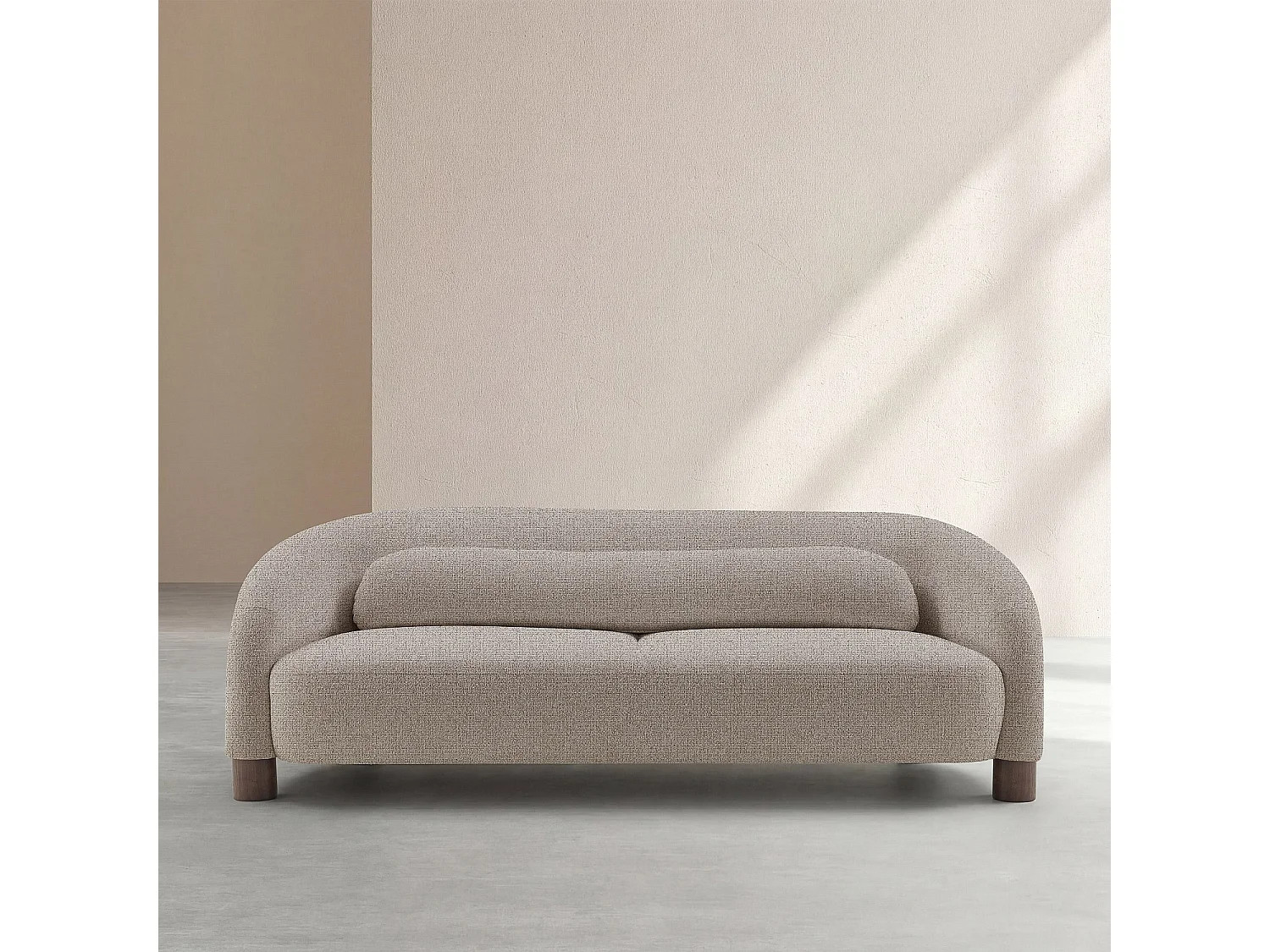 Canapé 3 places en tissu chenille et pieds en bois - Taupe mélangé - Design by Morten Georgsen