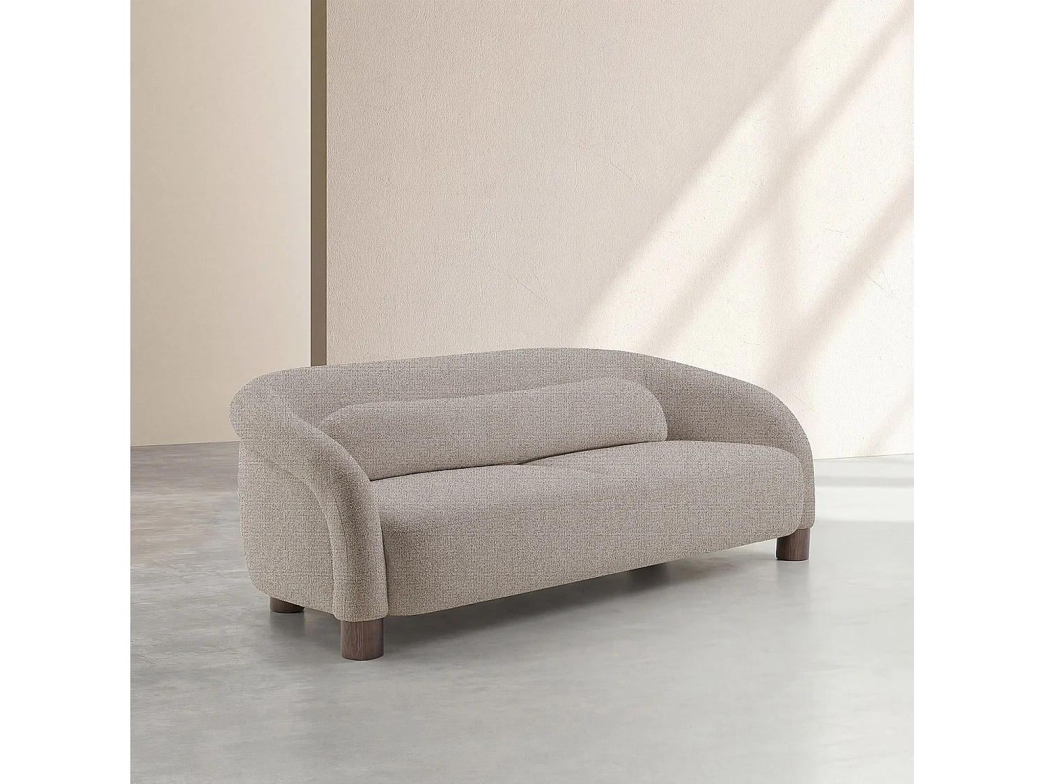 Canapé 3 places en tissu chenille et pieds en bois - Taupe mélangé - Design by Morten Georgsen