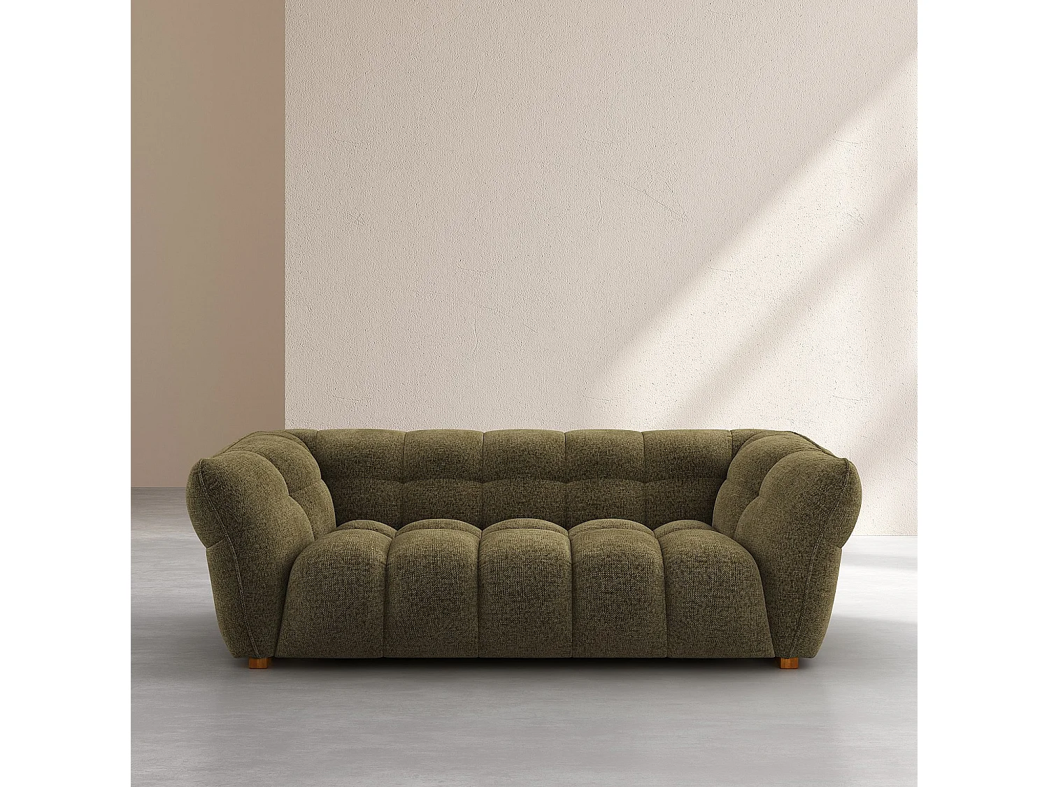 Canapé 3 places en tissu chenille Nino - Vert mousse
