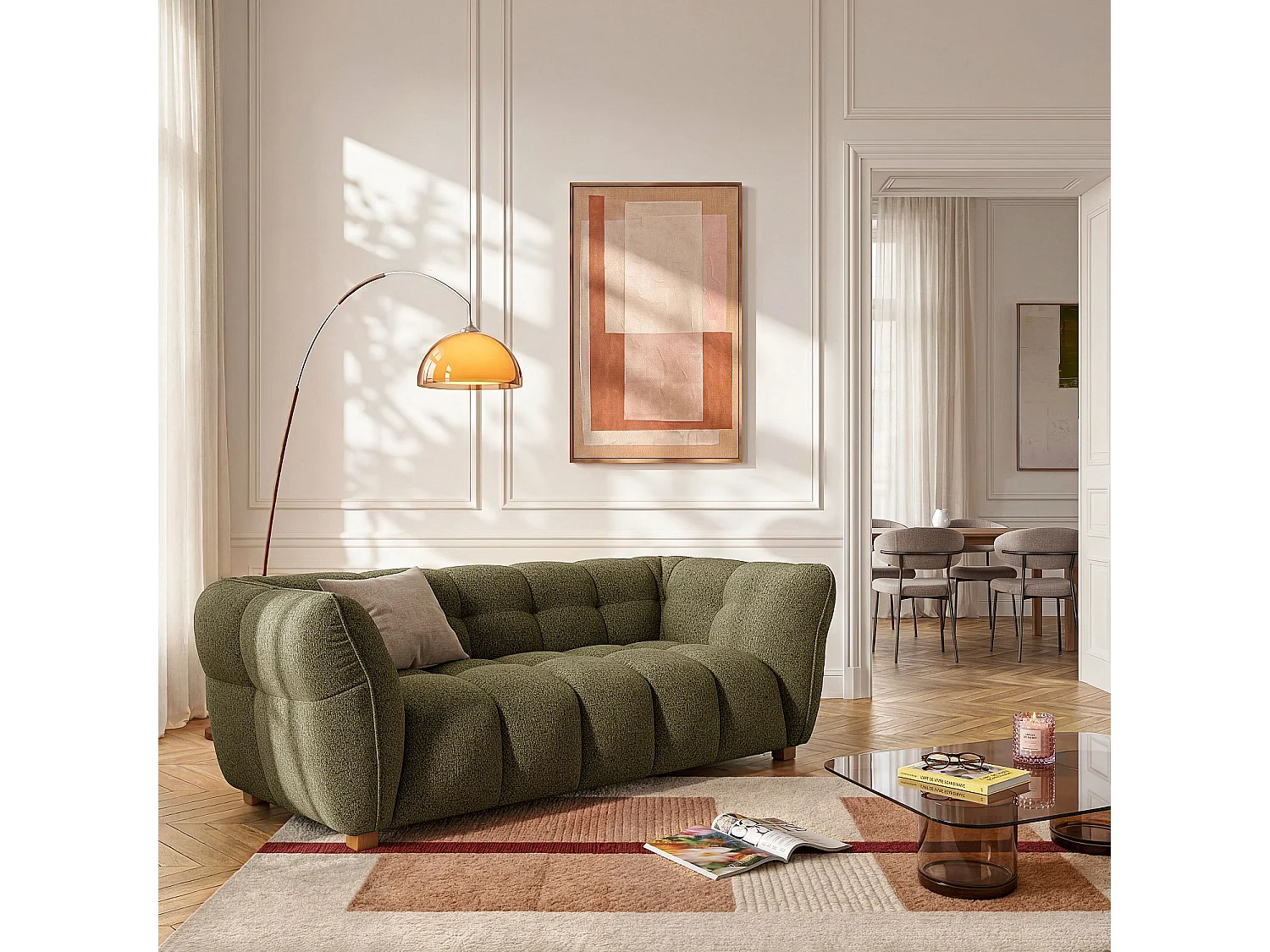 Habitat - Canapé 3 places en tissu chenille Nino - Vert mousse - Dalvi