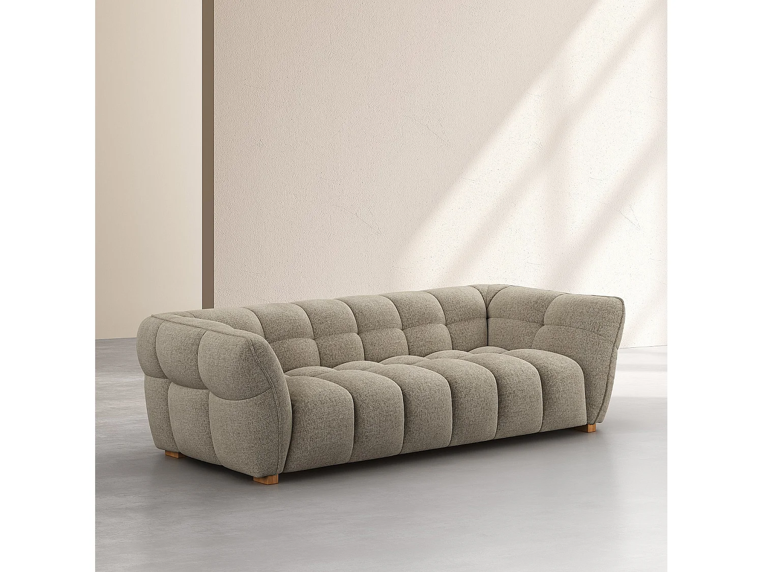 Canapé 4 places en tissu chenille Nino - Grège