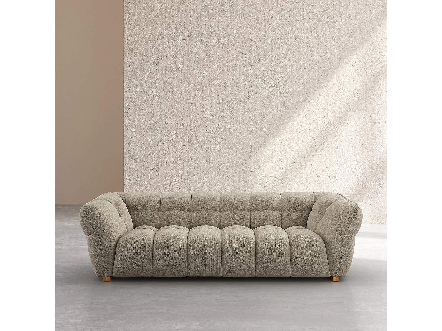 Canapé 4 places en tissu chenille Nino - Grège