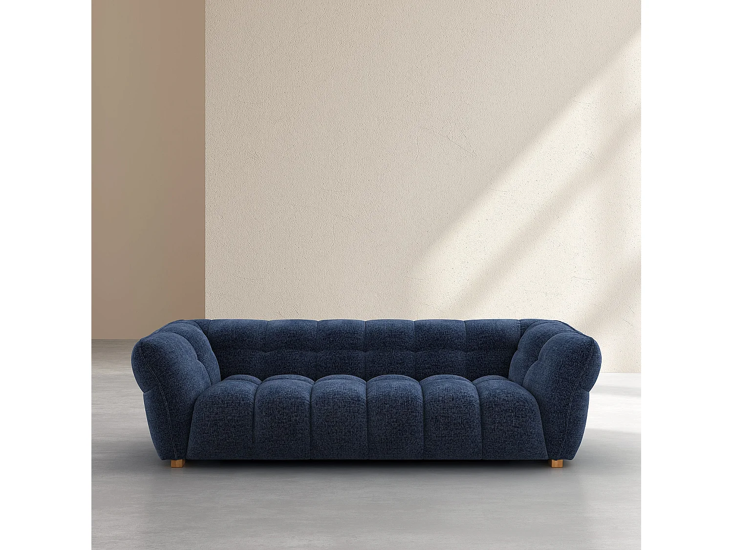 Canapé 4 places en tissu chenille Nino - Bleu marine