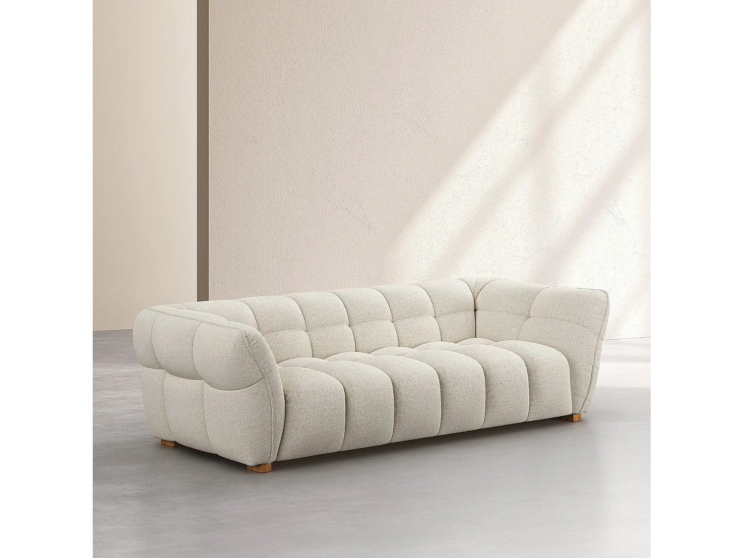 Canapé 4 places en tissu chenille Nino - Crème