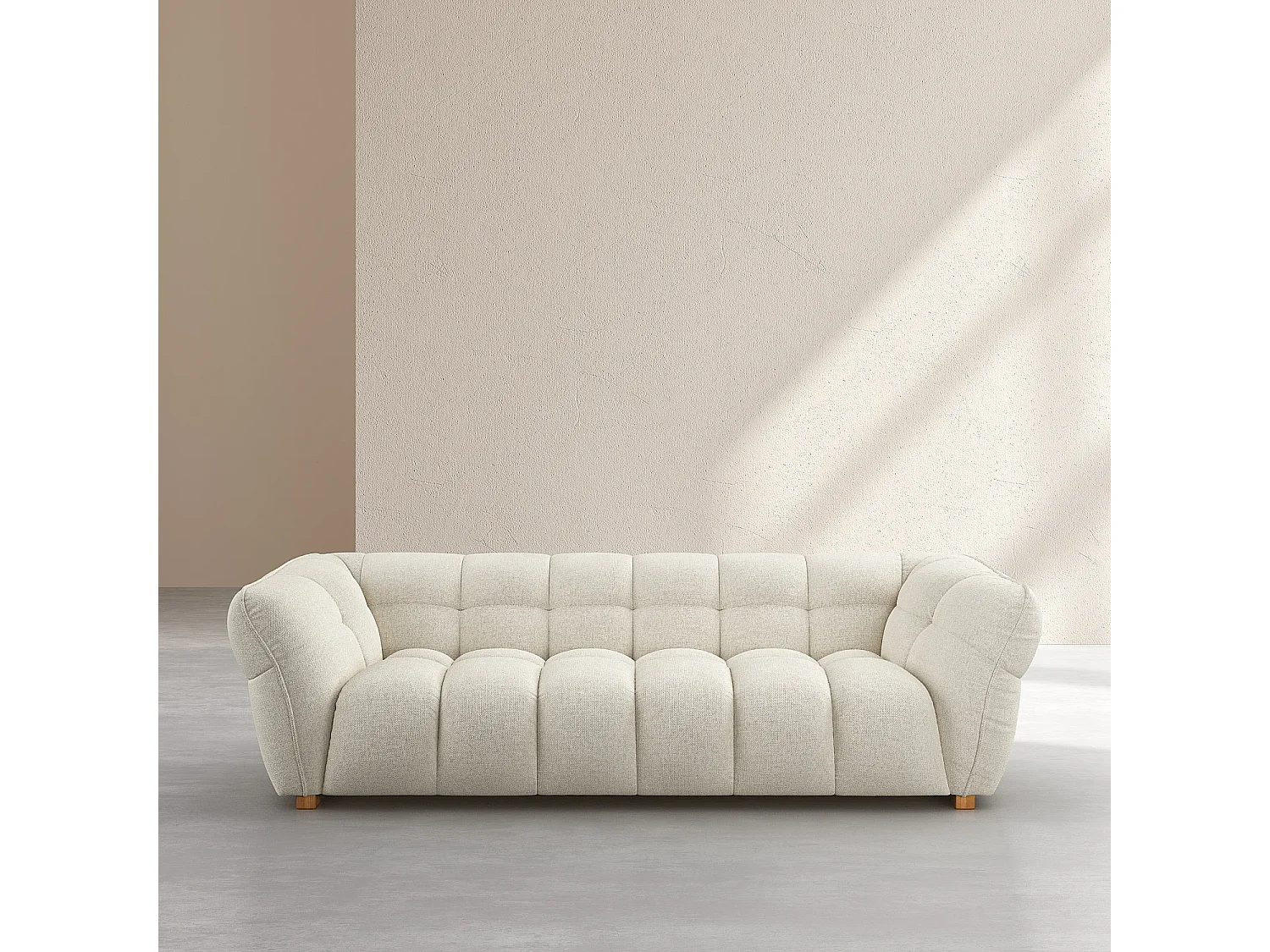 Canapé 3 places en tissu chenille Nino - Crème