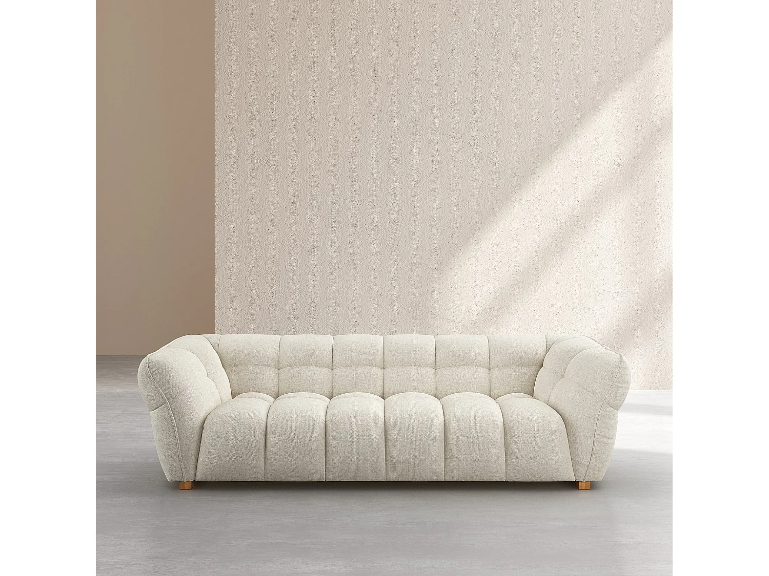 Canapé 3 places en tissu chenille Nino - Crème