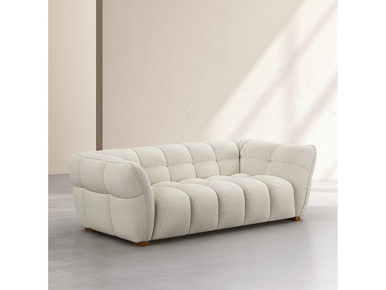 Canapé 3 places en tissu chenille Nino - Crème