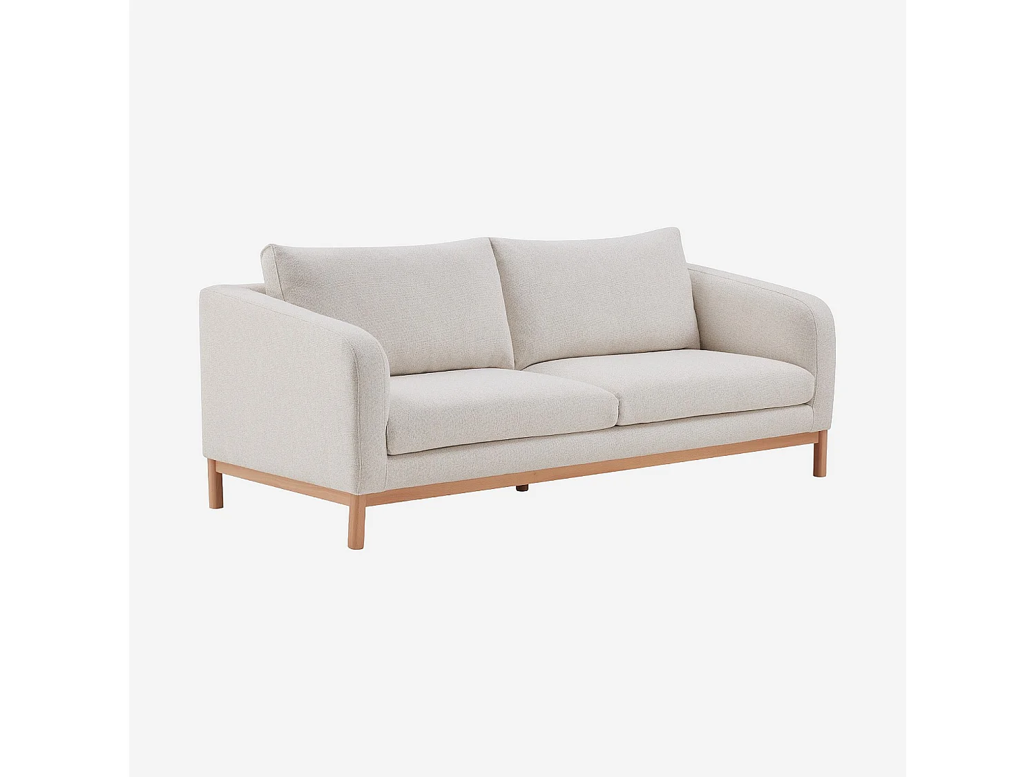 Canapé 3 places en tissu chenille et pieds en bois - Beige mélangé