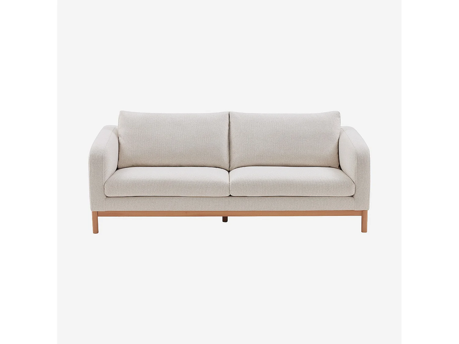 Canapé 3 places en tissu chenille et pieds en bois - Beige mélangé