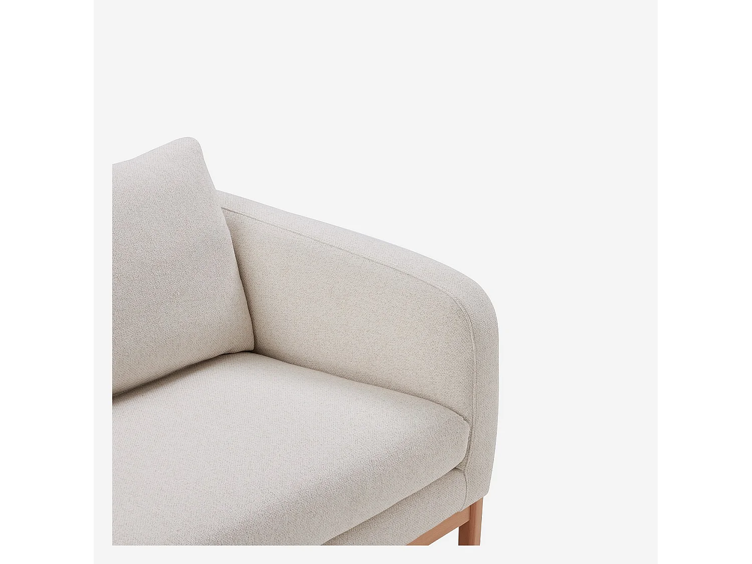 Canapé 3 places en tissu chenille et pieds en bois - Beige mélangé