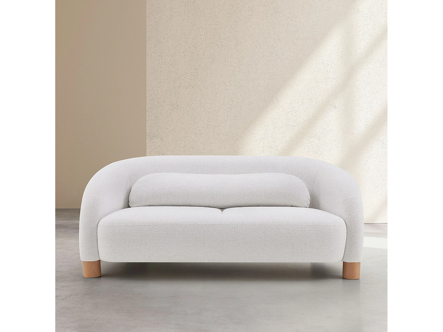 Canapé 2 places en tissu chenille et pieds en bois - Beige mélangé - Design by Morten Georgsen