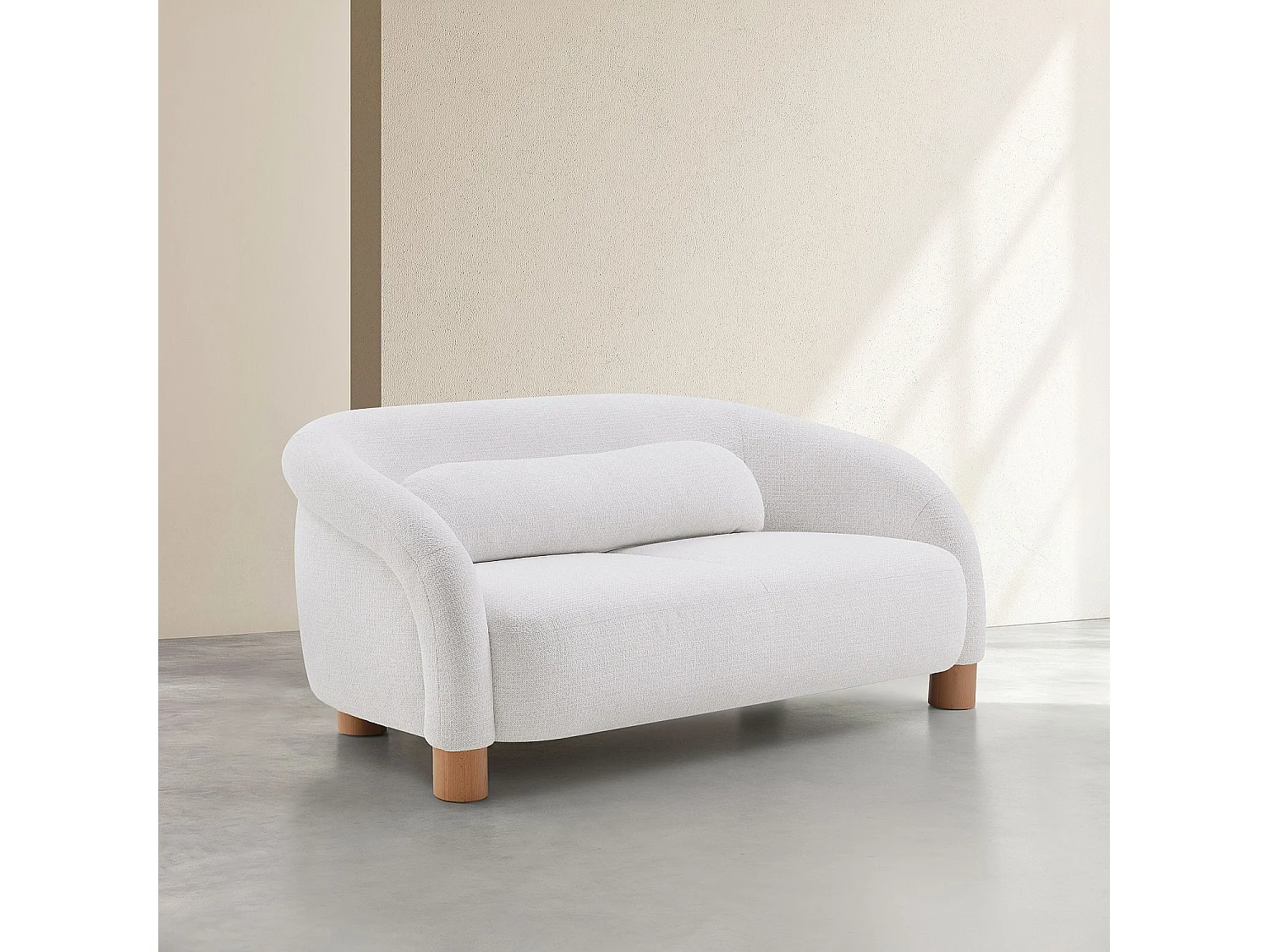 Canapé 2 places en tissu chenille et pieds en bois - Beige mélangé - Design by Morten Georgsen