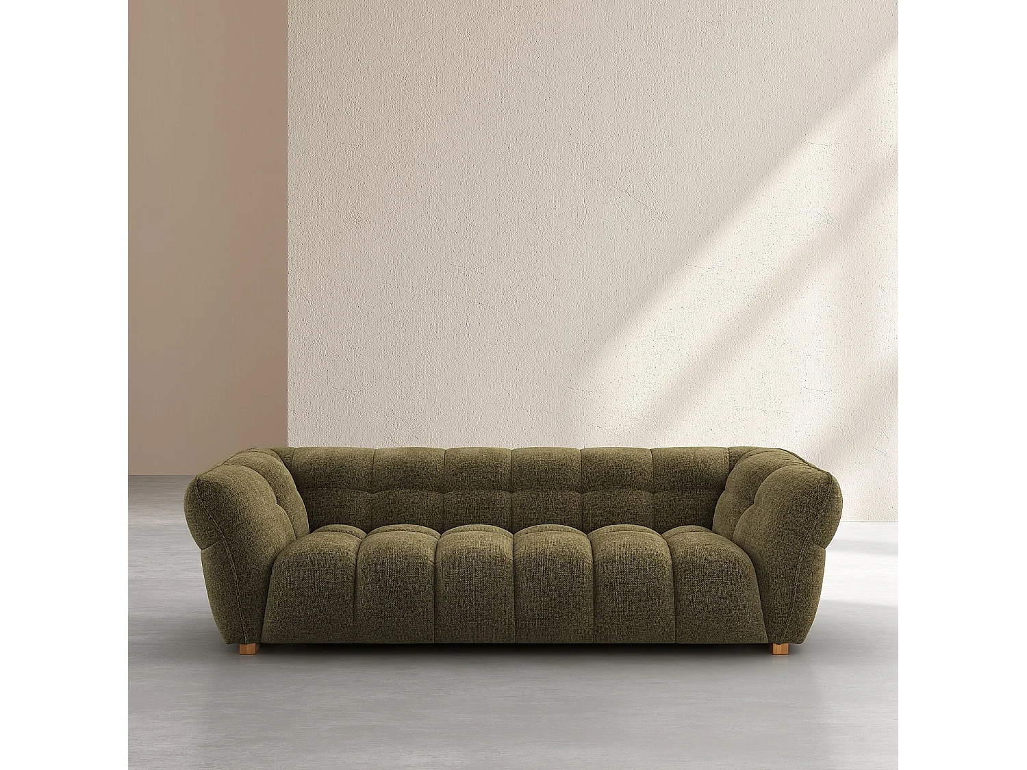Canapé 4 places en tissu chenille Nino - Vert mousse