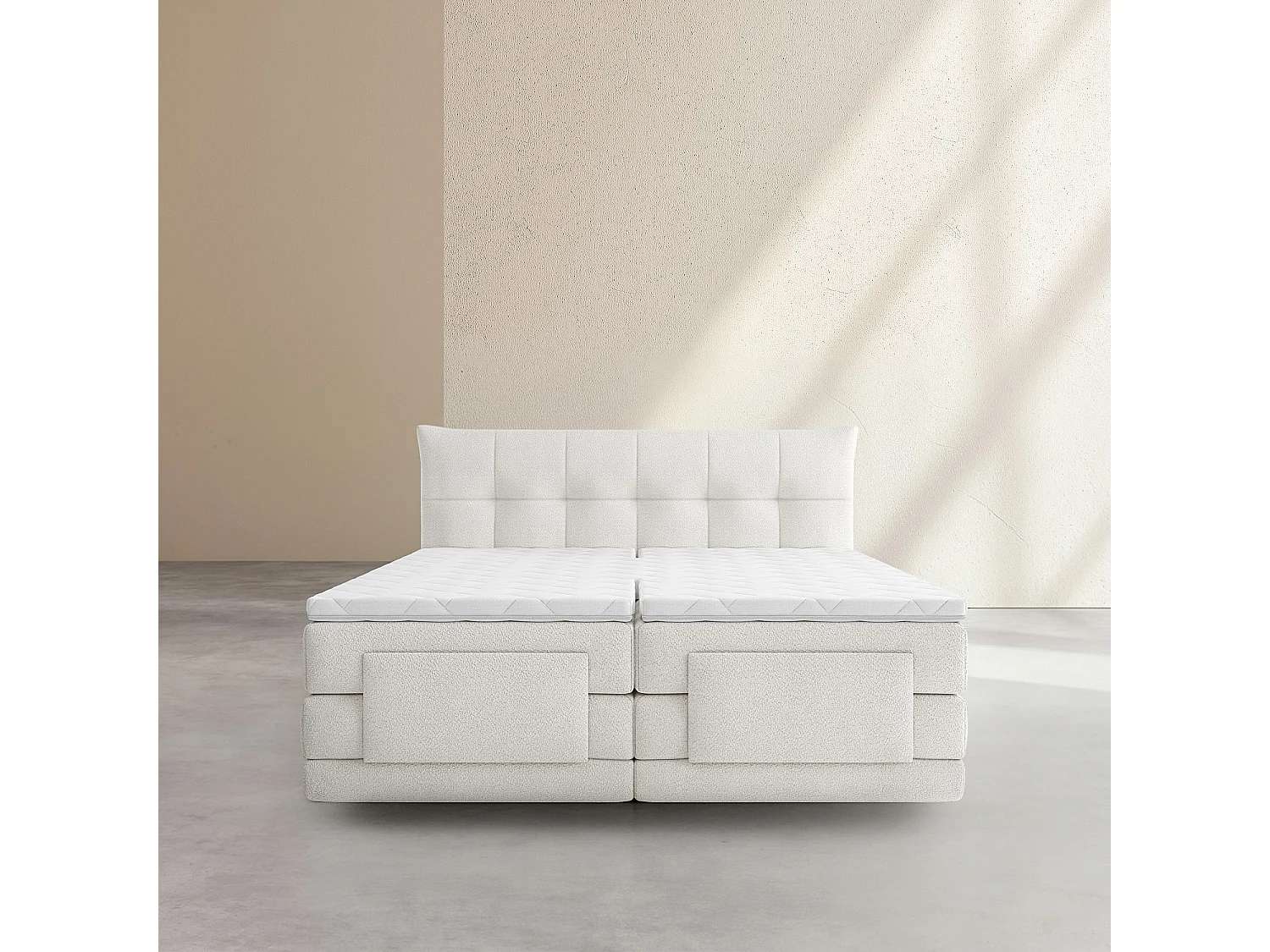 Habitat - Lit électrique 180 x 200 cm en tissu - Crème - Aimie