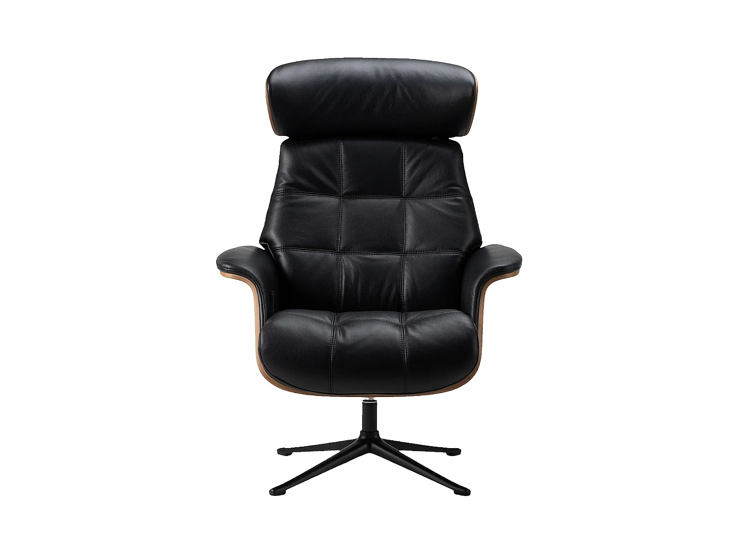 Habitat - Fauteuil en cuir Savoy, bois plaqué noyer et aluminium noir mat - Noir obsidienne - Marc