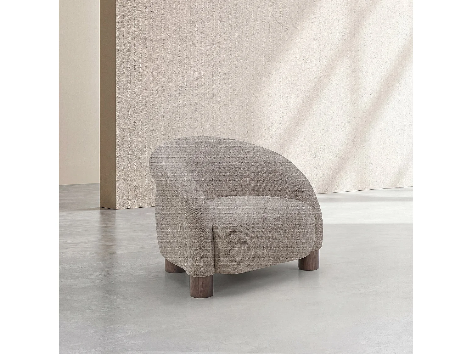 Habitat - Fauteuil en tissu chenille et pieds en bois - Taupe mélangé - Design by Morten Georgsen - Galina