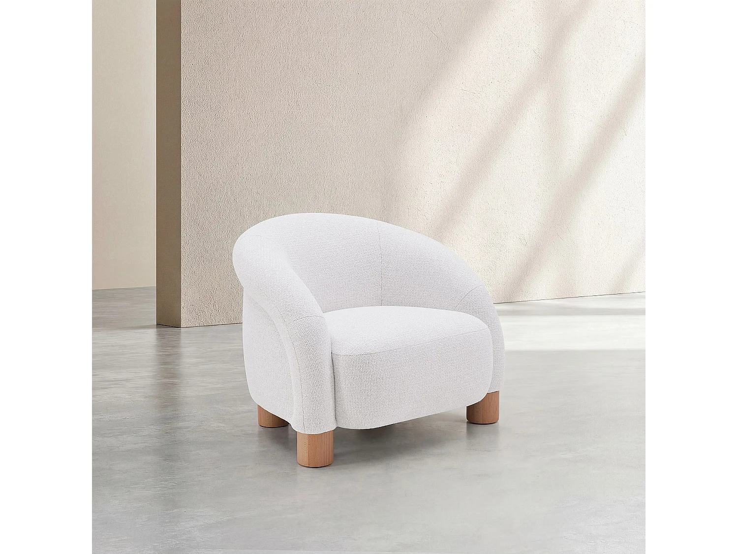 Habitat - Fauteuil en tissu chenille et pieds en bois - Beige mélangé - Design by Morten Georgsen - Galina