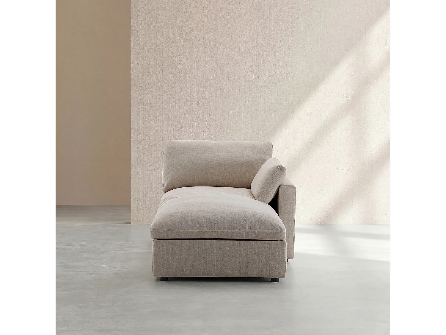 Méridienne coffre réversible en tissu - Taupe