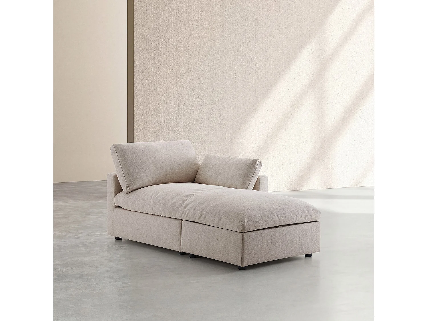 Méridienne coffre réversible en tissu - Taupe